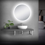 Unmol 32" Modern & Contemporary Frameless Lighted Round Bathroom Mirror