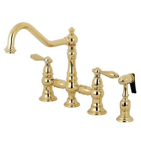 Vazen Bridge Kitchen Faucet with Brass Sprayer