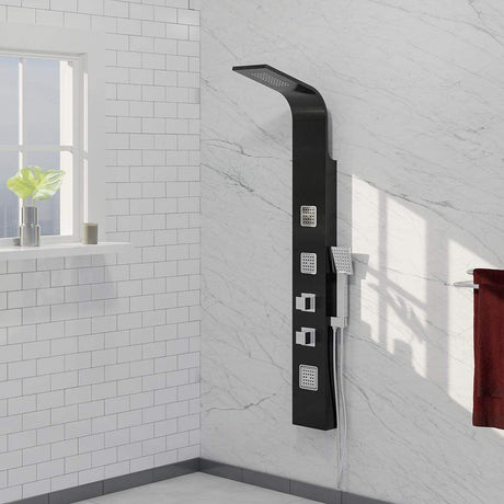 Velva Thermostatic Shower Panel with Hand Shower - Black Finish