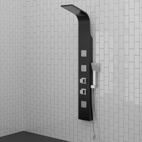 Velva Thermostatic Shower Panel with Hand Shower - Black Finish