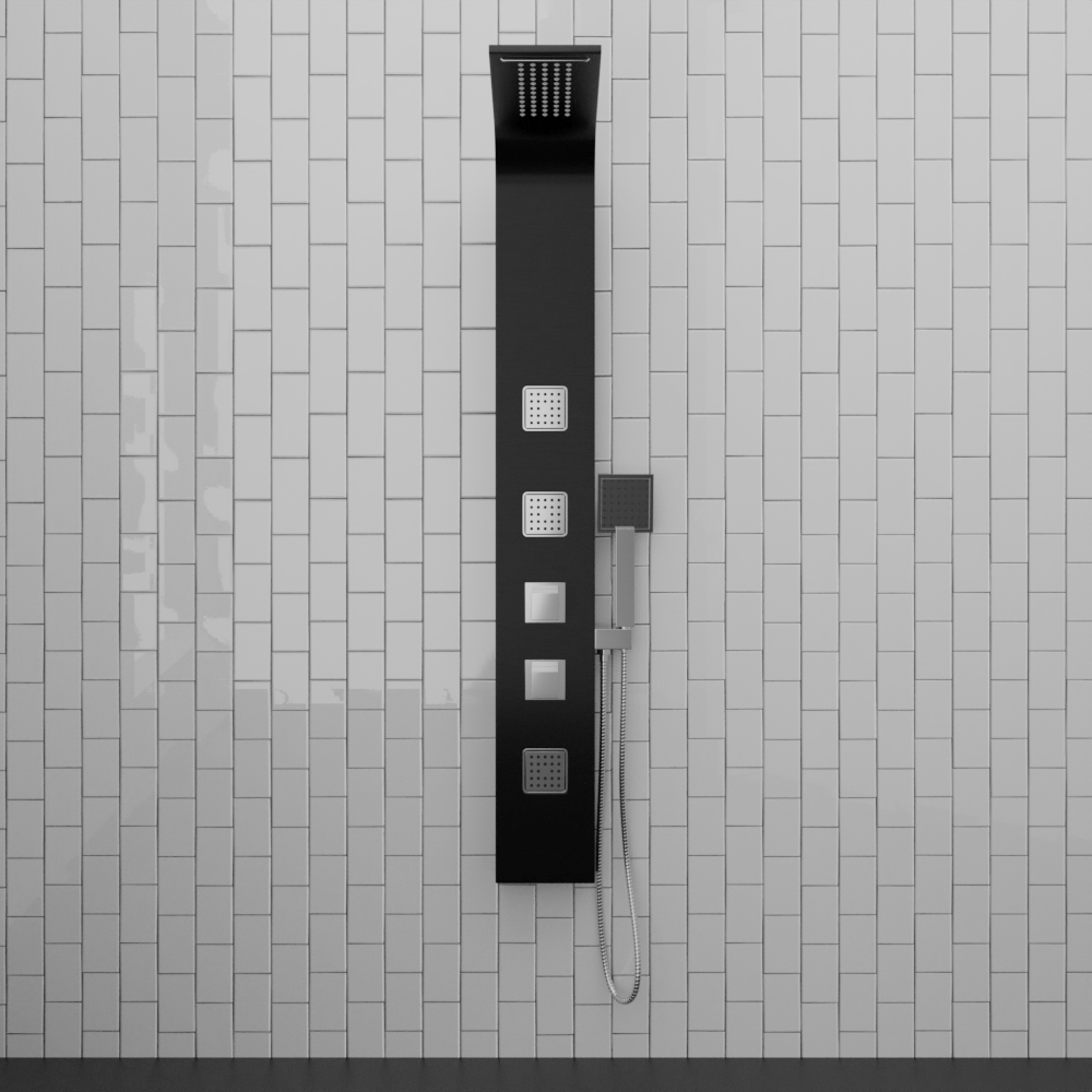 Velva Thermostatic Shower Panel with Hand Shower - Black Finish