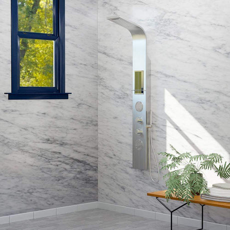 Weybun Thermostatic Stainless Steel Shower Panel with Hand Shower