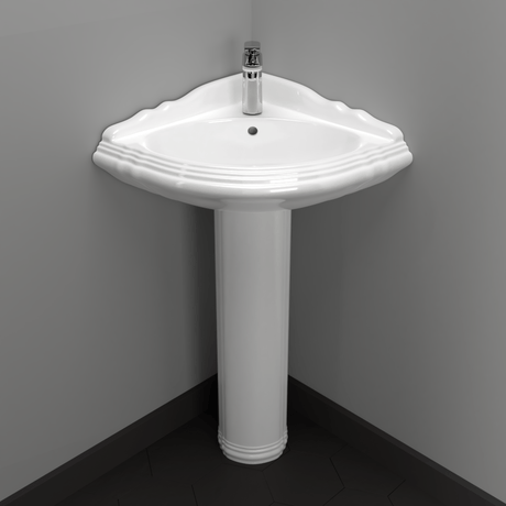 Yakima Vitreous China Corner Pedestal Sink