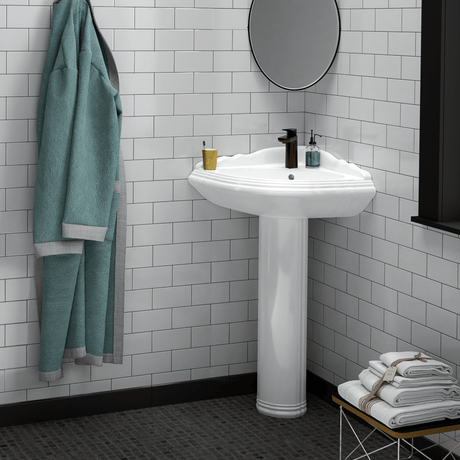 Yakima Vitreous China Corner Pedestal Sink