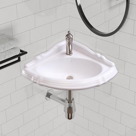 Yakima Vitreous China Corner Wall-Mount Bathroom Sink