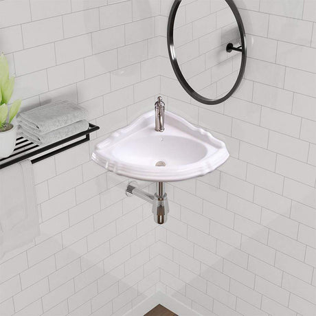 Yakima Vitreous China Corner Wall-Mount Bathroom Sink